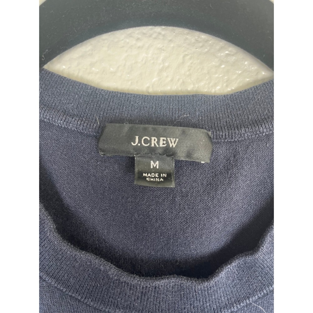 J.Crew Cotton Jackie Shell Sleeveless Sweater Knit Top Navy Blue Medium - Picture 4 of 7